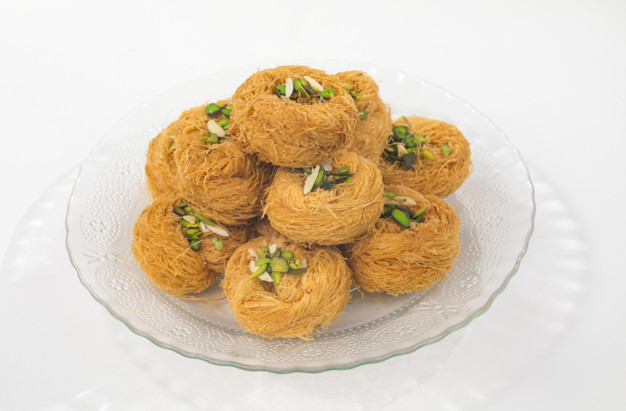 Delicate Feeni, a popular sweet in Jaipur, made with fine vermicelli strands and infused with saffron and ghee.